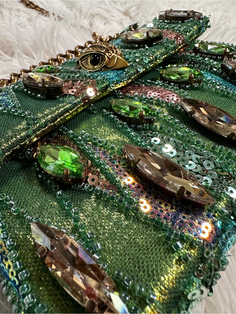 Kurt Geiger • Ornate Green Beaded & Sequin Mini Kensington - Picture 8 of 16